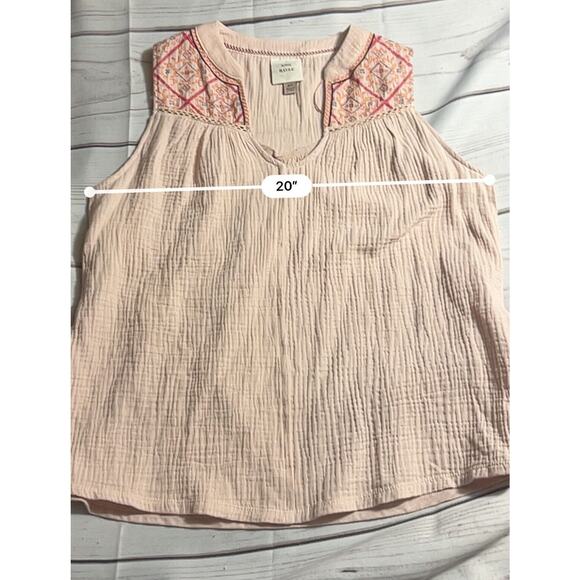 Knox Rose Embroidered Gauze Relaxed Tank Women’s X-S - Picture 2 of 6